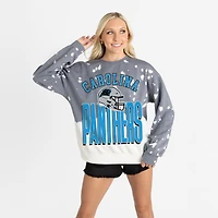 Women's Gameday Couture  Gray Carolina Panthers Arch Rivals Faded Wash Sweatshirt