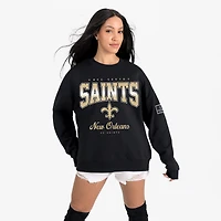 Women's Gameday Couture  Black New Orleans Saints Powerhouse Play Premium Fleece Sweatshirt