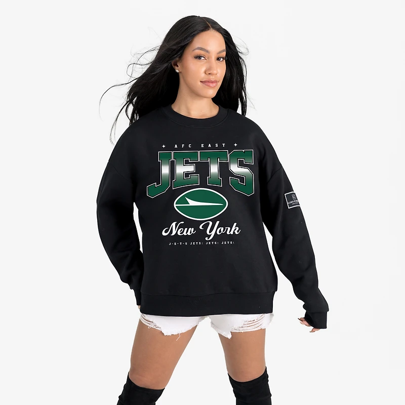 Women's Gameday Couture  Black New York Jets Powerhouse Play Premium Fleece Sweatshirt
