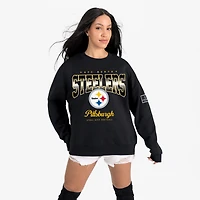 Women's Gameday Couture  Black Pittsburgh Steelers Powerhouse Play Premium Fleece Sweatshirt