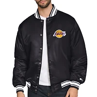 Men's Starter  Black Los Angeles Lakers Triangle Full-Snap Varsity Jacket
