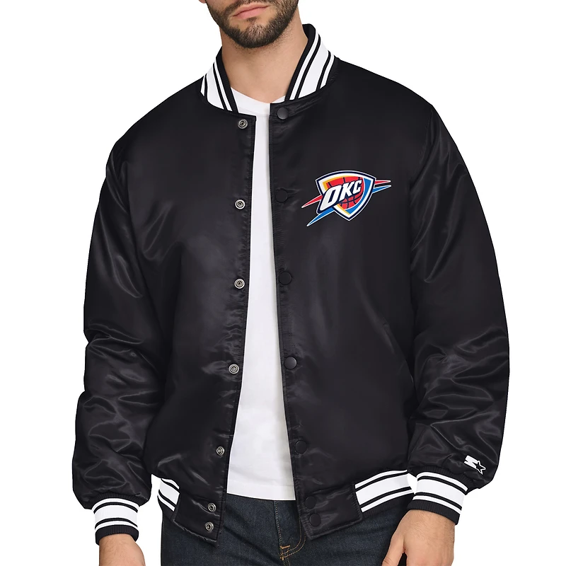 Men's Starter  Black Oklahoma City Thunder Triangle Full-Snap Varsity Jacket