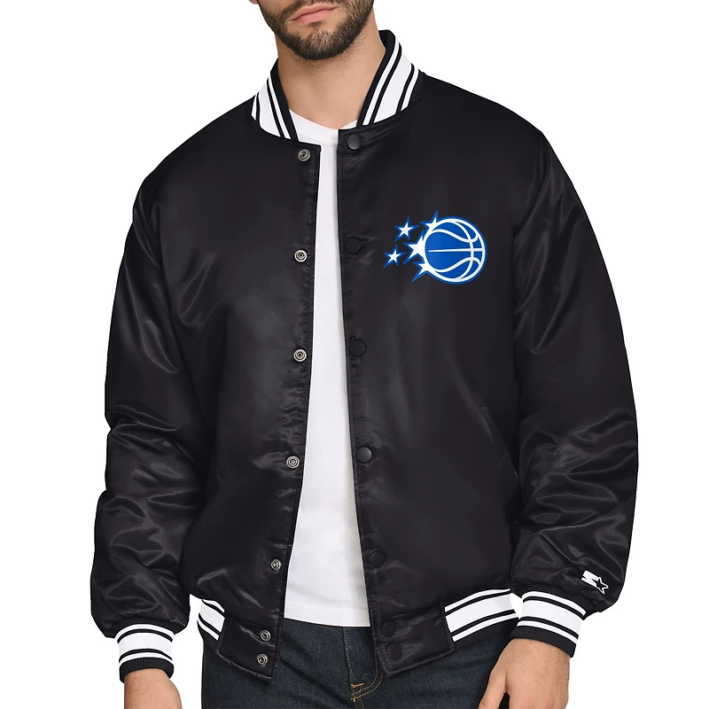 Men's Starter  Black Orlando Magic Triangle Full-Snap Varsity Jacket