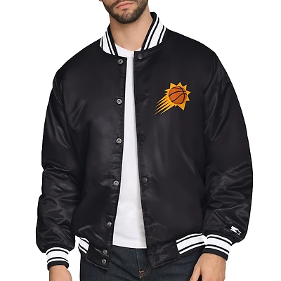 Men's Starter  Black Phoenix Suns Triangle Full-Snap Varsity Jacket