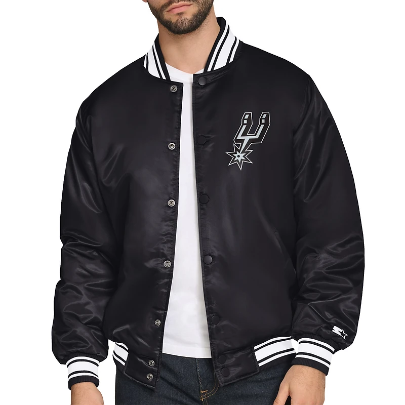 Men's Starter Black San Antonio Spurs Triangle Full-Snap Varsity Jacket