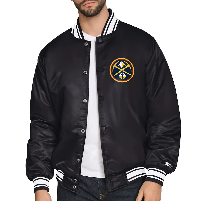 Men's Starter  Black Denver Nuggets Triangle Full-Snap Varsity Jacket