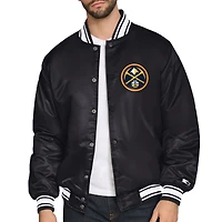 Men's Starter  Black Denver Nuggets Triangle Full-Snap Varsity Jacket
