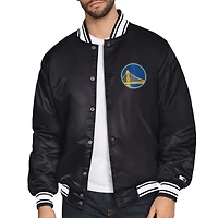 Men's Starter  Black Golden State Warriors Triangle Full-Snap Varsity Jacket