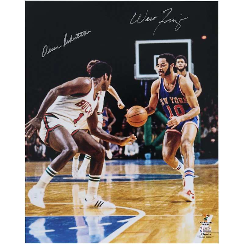 Walt Frazier New York Knicks & Oscar Robertson Milwaukee Bucks Autographed 16" x 20" Matchup Photograph