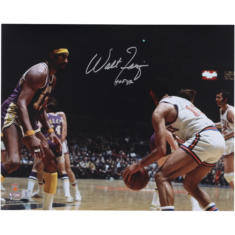 Walt Frazier New York Knicks Autographed 16" x 20" Against Wilt Chamberlain Photograph with "HOF 87" Inscription