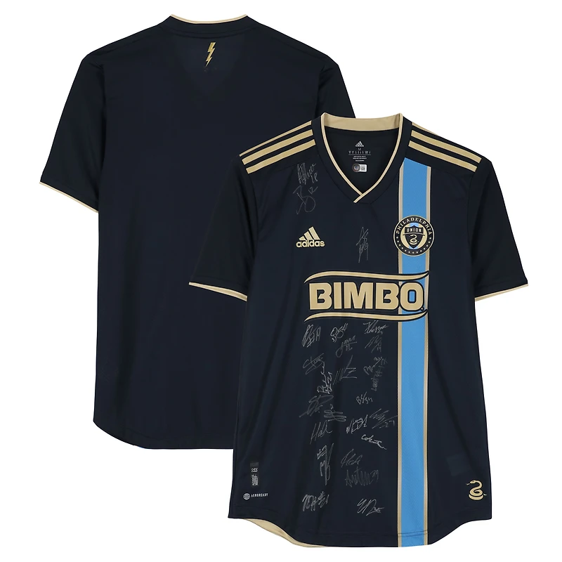 Philadelphia Union Autographed Team-Issued Black adidas Jersey from the 2022 MLS Season with at least 13 Signatures - Front Signed