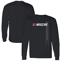 Men's Checkered Flag Sports Black Race Day Long Sleeve T-Shirt