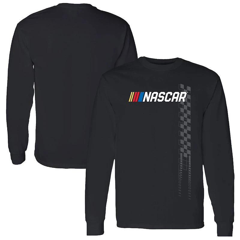 Men's Checkered Flag Sports Black Race Day Long Sleeve T-Shirt