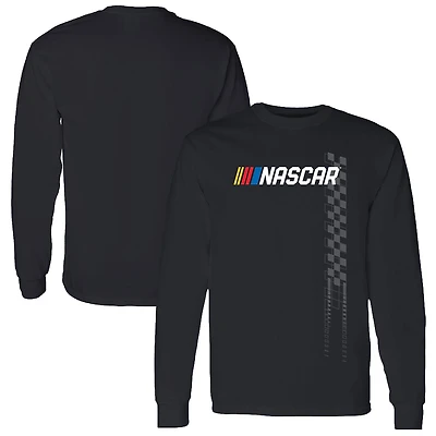 Men's Checkered Flag Sports Black Race Day Long Sleeve T-Shirt