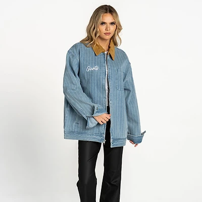 Women's The Wild Collective  Denim San Francisco Giants Full-Zip Pinstripe Jacket