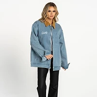 Women's The Wild Collective  Denim San Francisco Giants Full-Zip Pinstripe Jacket