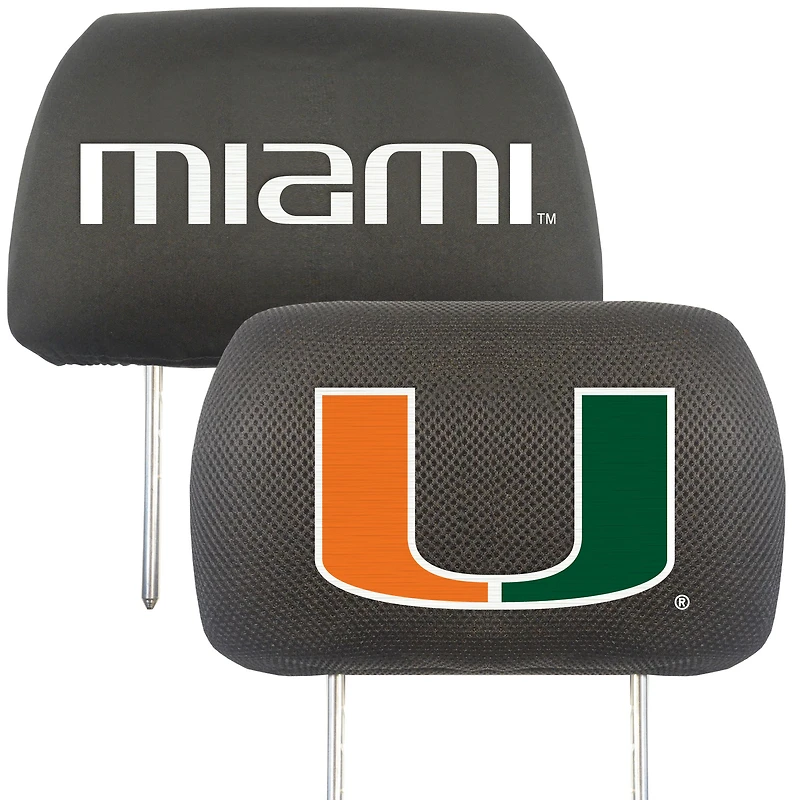 Logo Brands  Miami Hurricanes Car Head Rest Cover