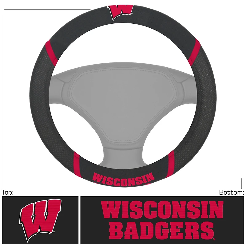 Logo Brands  Wisconsin Badgers Steering Wheel Cover