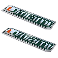 Logo Brands  Miami Hurricanes 2-Pack Embossed Truck Emblem Set