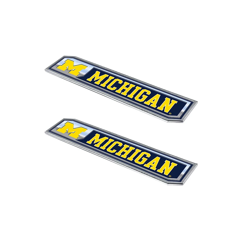 Logo Brands  Michigan Wolverines 2-Pack Embossed Truck Emblem Set