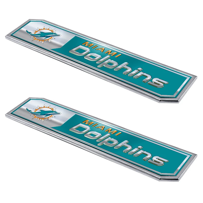 Logo Brands Miami Dolphins 2-Pack Embossed Truck Emblem Set