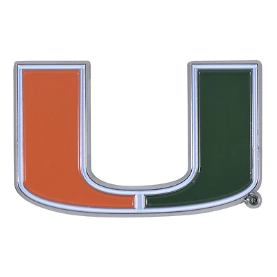Logo Brands  Miami Hurricanes Embossed Color Auto Emblem