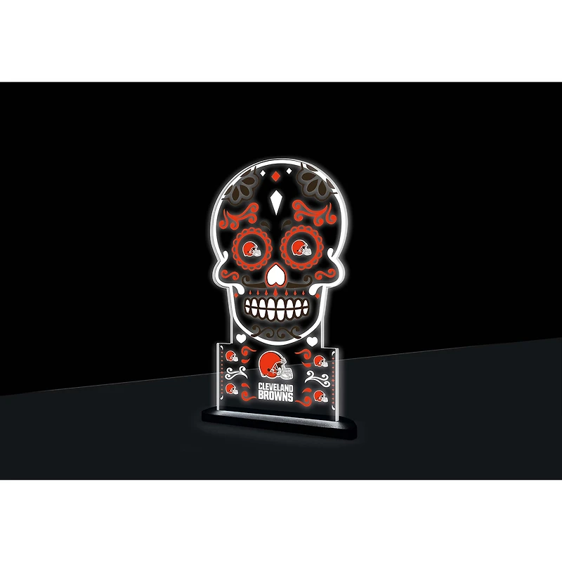Cleveland Browns 10" LED Tabletop Sugar Skull Halloween Desklite Sign