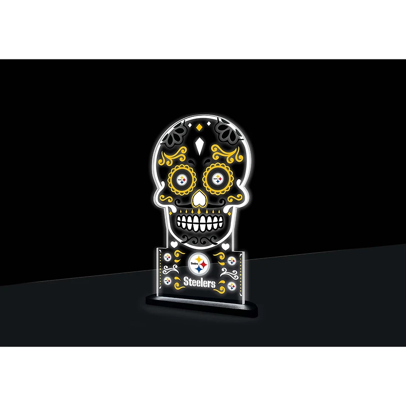 Pittsburgh Steelers 10" LED Tabletop Sugar Skull Halloween Desklite Sign