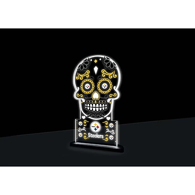 Pittsburgh Steelers 10" LED Tabletop Sugar Skull Halloween Desklite Sign