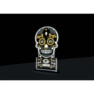 Green Bay Packers 10" LED Tabletop Sugar Skull Halloween Desklite Sign