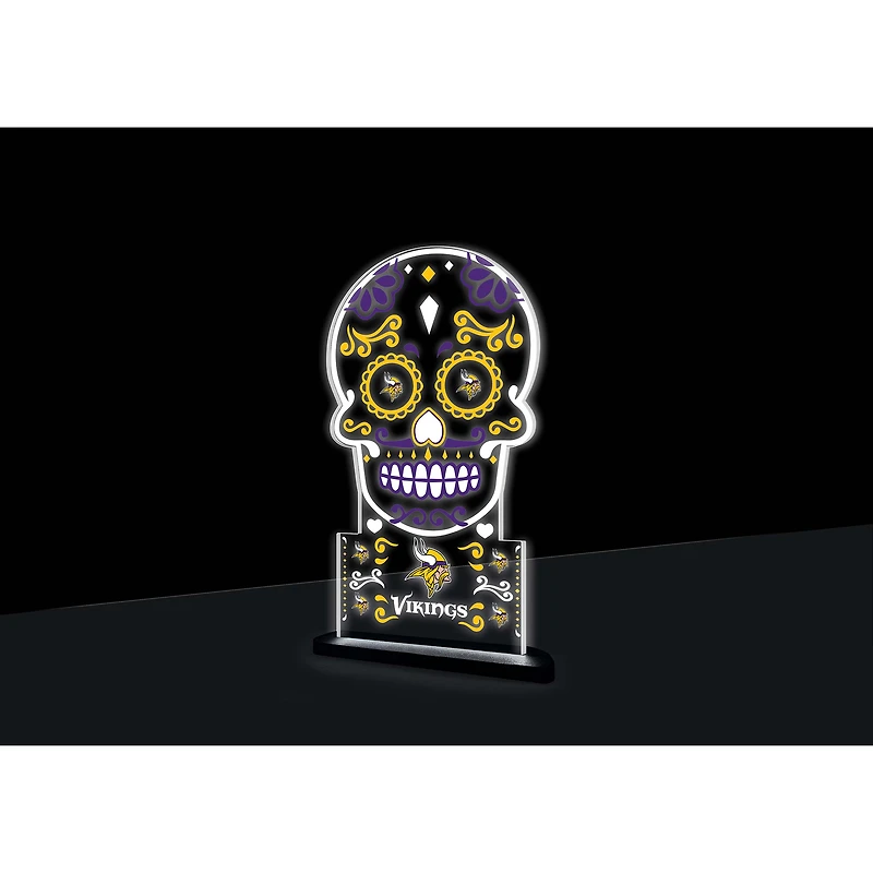 Minnesota Vikings 10" LED Tabletop Sugar Skull Halloween Desklite Sign