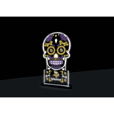 Minnesota Vikings 10" LED Tabletop Sugar Skull Halloween Desklite Sign