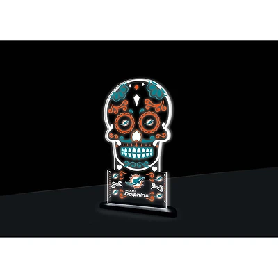 Miami Dolphins 10" LED Tabletop Sugar Skull Halloween Desklite Sign