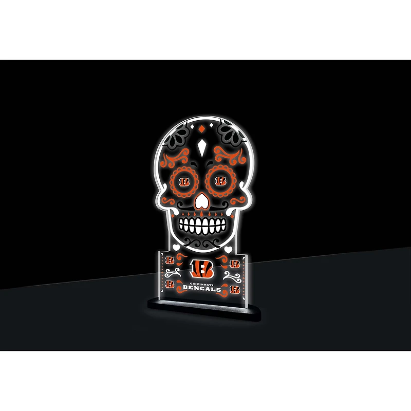 Cincinnati Bengals 10" LED Tabletop Sugar Skull Halloween Desklite Sign