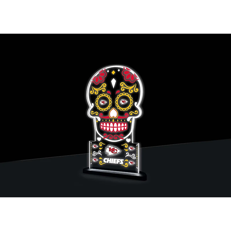 Kansas City Chiefs 10" LED Tabletop Sugar Skull Halloween Desklite Sign