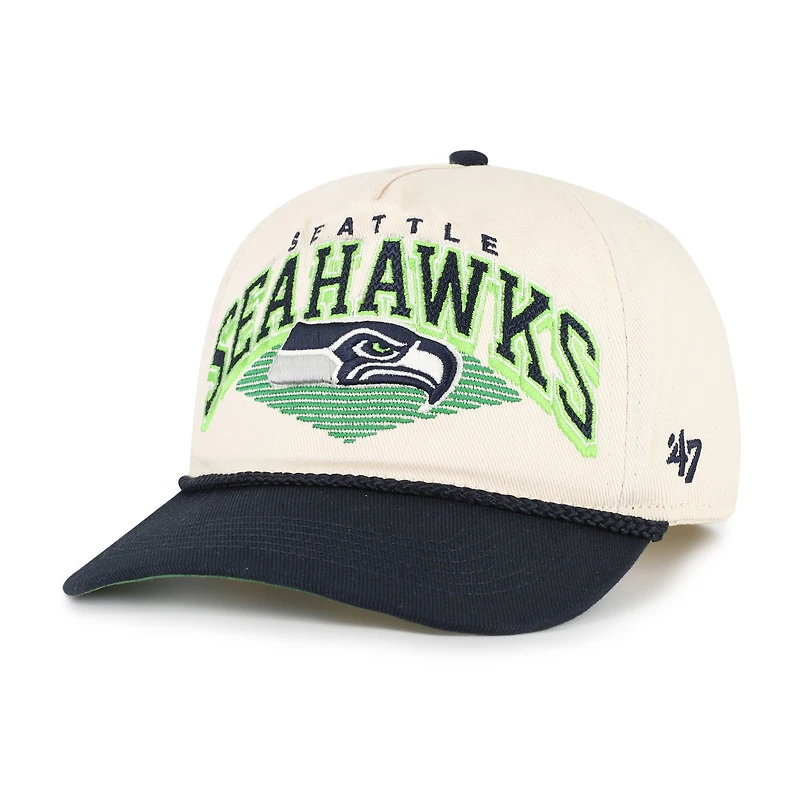 Men's '47  Cream Seattle Seahawks Pomona Two-Tone Rope Unstructured Hitch Adjustable Hat