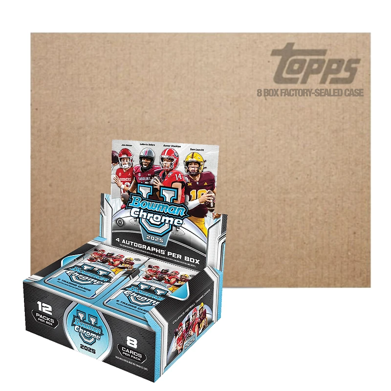 2025 Bowman University Chrome Football Factory Sealed Hobby Jumbo 8 Box Case