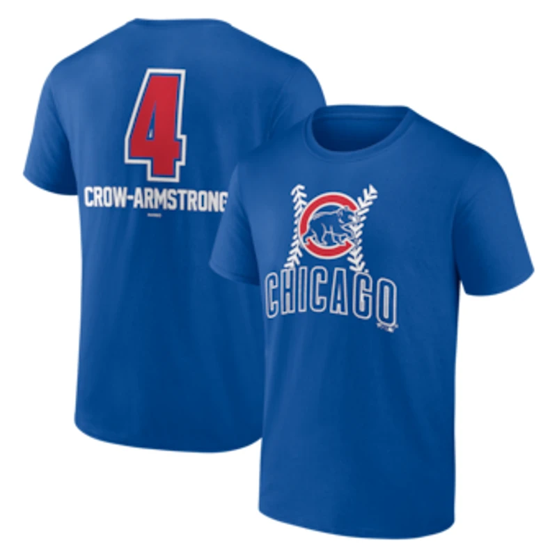 Men's Pete Crow-Armstrong Royal Chicago Cubs Fastball Player Name & Number T-Shirt
