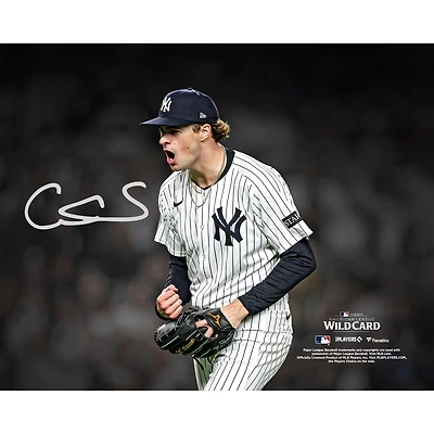 Cam Schlittler New York Yankees Autographed 8" x 10" 2025 MLB American League Wild Card Series Strikeout Celebration Spotlight Photograph