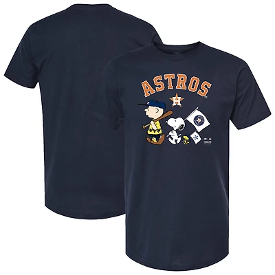 Unisex Navy Houston Astros Peanuts Flag T-Shirt