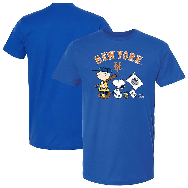 Unisex  Royal New York Mets Peanuts Flag T-Shirt