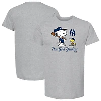 Unisex  Heather Gray New York Yankees Peanuts Snoopy T-Shirt