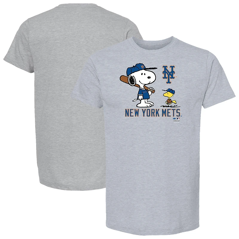 Unisex Gray New York Mets Peanuts Snoopy T-Shirt