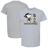 Unisex  Gray San Diego Padres Peanuts Snoopy T-Shirt