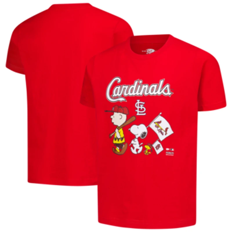 Youth  Red St. Louis Cardinals Peanuts Flag T-Shirt