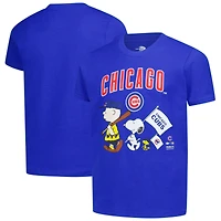 Youth  Royal Chicago Cubs Peanuts Flag T-Shirt