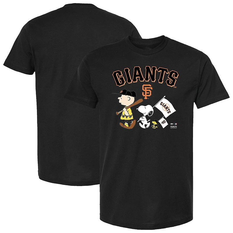 Youth  Black San Francisco Giants Peanuts Flag T-Shirt