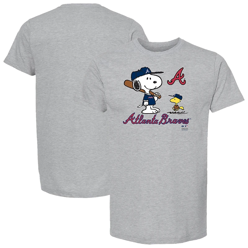 Youth Heather Gray Atlanta Braves Peanuts Snoopy T-Shirt