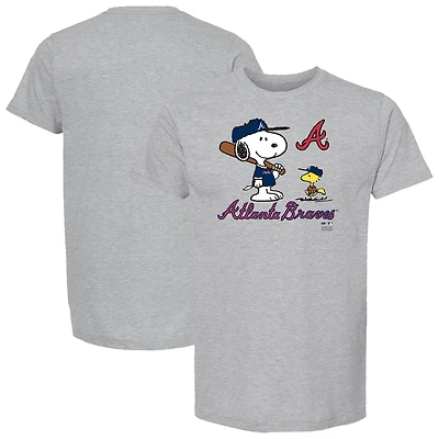 Youth Heather Gray Atlanta Braves Peanuts Snoopy T-Shirt