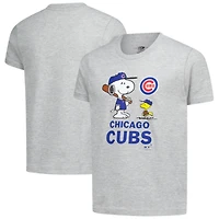 Youth  Heather Gray Chicago Cubs Peanuts Snoopy T-Shirt